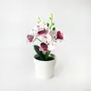 Maceta Internacional 4 Piezas Planta de Orquídea Phalaenopsis Artificial Plantada en Maceta Decoración Mudanza Nuevo Hogar Florero Arreglo Salón de Ceremonia de Boda Maceta de Flores Artificiales Planta