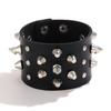 Pulseira de rebite de couro exagerado europeu e americano Pulseira estilo punk Fashion Rock Pulseira gótica Pulseira masculina