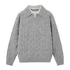 Roupa Masculina ACU Falsa Duas Peças POLO Suéter de Tricô em Ponto Trançado Gola V para Homens, Novo Top de Tricô Solto Vintage Outono/Inverno 2026