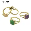 WT-R522 polvo de gema cuadrada de color cristal brillante multicolor opcional anillo para uso diario joyería para niñas