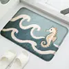 Alfombrillas de Piso de Franela para Baño de Venta Caliente Transfronterizas Alfombrillas de Piso Antideslizantes Absorbentes de Agua para Baño Alfombras Decorativas Marinas para el Hogar