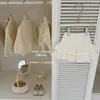 LeenbabyAmarelo cremoso! Conjunto super fofo de suéter de tricô amarelo creme e saia de bolo para meninas no outono