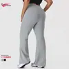 Calça Flare Esportiva Fitness de Alta Elasticidade Plus Size Europeia e Americana para Mulheres, Calça Casual de Yoga Emagrecedora e de Caimento Solto