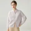 Cardigã de Cashmere com Gola Meia-Alta Canelada e Zíper Duplo 2026 Outono/Inverno Novo Estilo Feminino Solto Emagrecedor Quente Outerwear