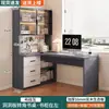 Escritorio de esquina para computadora de madera maciza para dormitorio, escritorio de escritorio de uso doméstico con estantería integrada, escritorio de juegos para dos personas, escritorio de esquina para oficina