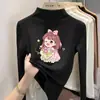 Nueva camiseta de forro polar de manga larga para otoño e invierno para niñas, capa interior cálida, diseño de dibujos animados, elegante para niños mayores, top de capa base para niños