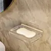 Plato para Jabón de Baño de PET Estante de Almacenamiento para Inodoro de Doble Capa sin Taladro Ventosa Montado en Pared Drenante Almacenamiento Soporte para Jabón