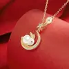 Nueva Tendencia de Moda Collar Conejo de Jade para Mujer Nuevo Lujo Ligero Casual Nicho Colgante