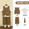Traje Infantil para Primavera y Verano, Vestido de Ceremonia de Primer Cumpleaños para Niño de las Flores, Conjunto de Chaleco Bordado Chino Tradicional para Niños, Atuendo Nuevo Estilo Chino para Actuación de Anfitrión para Niños