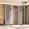 Armario de metal, estructura de acero, completamente cerrado, diseño simple, adecuado para apartamentos de alquiler, modular, engrosado, de pie, estilo abierto, para uso doméstico