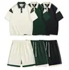 Conjunto de Top Camisa Polo Casual Holgado de Verano Bloques de Color y Pantalones Cortos Camiseta de Manga Corta Uniforme Escolar Deportivo