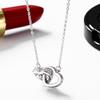 Colar de Anel Duplo Banhado a Ouro Rosa 18K Branco Corrente para Clavícula Feminina Estilo Pequeno Fresco Florestal Uma Peça Banhado a Ouro