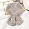 Bufanda Pequeña de Felpa de Conejo Rex con Etiqueta Gruesa Otoño e Invierno para Mujer Estilo Coreano Cálida de Borla Bufanda para Estudiante