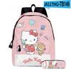 3D Nuevo Producto HelloKitty Dibujo Animado Lindo Sanrio Hello Kitty Mochila Estudiante Bolsa Escolar Estuche Dos Piezas Set