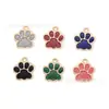 Colgante de huella de pata de gato con purpurina DIY, de gran venta internacional, de aleación, con efecto de goteo de aceite, accesorios de joyería, llavero para teléfono móvil.