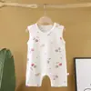 Enterizo de Verano sin Mangas para Bebés Niños y Niñas, Estilo Coreano Dibujos Animados Algodón Ropa para Gatear, Mono de Bebé de Moda