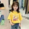 2026 Nueva Ropa de Verano para Niños Camiseta de Algodón Puro para Niñas Manga Corta Ropa para Niñas Manga Media Niños Grandes Top de Verano Camiseta