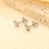 Pendientes de Mariposa Nuevos Transfronterizos para Mujer Diseño de Nicho Ins Pendientes Dulces Elegantes Pendientes de Acero Inoxidable Chapados en Oro de 18K