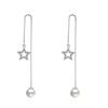 Estilo Japonés y Coreano Simple Línea de Oreja de Perla Larga para Mujer Moda Elegante de Corea del Sur Joyería de Oreja de Estrella de Cinco Puntas Elegante Línea de Oreja