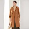 Gabardina de doble cara de lana pura para mujer, nuevo estilo otoño e invierno, con cuello de solapa, abrigo de lana moderno, abrigo para usar en capas en el trabajo