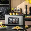 Recipiente de Aço Inoxidável para Armazenamento de Especiarias Caixa de Especiarias Armário de Cozinha Luz Luxo Porta-Garrafas de Especiarias Prateleira Doméstico Conjunto Multifuncional