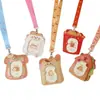 Portatarjetas de Dibujos Animados de Pan y Papas Fritas para Tarjeta de Foto de Ídolo Polaroid de 3 Pulgadas, Funda Protectora para Tarjeta de Estudiante de Campus con Cordón