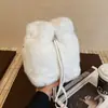 Bolsa de Pelúcia Transfronteiriça para Mulheres, Nova Moda Outono e Inverno 2026, Bolsa de Ombro Único Transversal, Bolsa Saco Tendência com Cordão