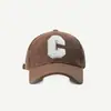Boné de Baseball Feminino Outono e Inverno Novo Veludo Cotelê Esportivo Letras C Popular na Internet Ao Ar Livre Mesmo Estilo Masculino Top Rígido Aba de Pato Chapéu
