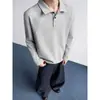 Camisa polo estilo americano 2026 para hombre y mujer, camiseta de manga larga de otoño deconstruida con corte holgado, peso pesado y sin capucha