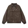 Chaqueta bomber estilo retro americano, para hombre, otoño/invierno, cortavientos, corte holgado, casual, versátil, chaqueta de cuero sintético PU con pelo sintético