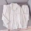 Pijama de mujer estilo Ins para primavera y otoño, estilo fino de algodón nube 2026, conjunto de ropa de casa de dibujos animados dulce de manga larga y pantalón largo