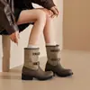 Estilo Británico de Commuter~Hebilla Retro Botas Cortas de Tobillo de Caballero Tacón Grueso 4cm Botas Vaqueras Botas Cortas de Motocicleta para Mujer