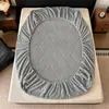 Sábana Bajera de Terciopelo Solar Cálido Jacquard de Lujo Ligero Juego de Sábanas de Cama de Terciopelo Plus de Invierno Protector de Colchón Cubierta Completa de una Pieza Lavable a Máquina