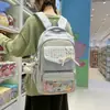 Mochila transparente de ombro duplo estilo japonês, novo design xadrez fresco, alto apelo estético, mochila escolar para meninas do ensino fundamental