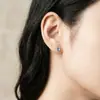 Pendientes de Plata de Ley S925 Yuebao Jewelry de Aguamarina Redondos Geométricos, Pendientes de Nicho Frescos y Modernos Estilo Ins