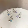 Pendientes coreanos de estrella de circón de nicho azul y morado, Pendientes frescos dinámicos de primavera y verano para mujer, Pendientes únicos y hermosos