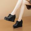Tacones de Cuña con Suela Gruesa y Punta Redonda de Cuero Genuino para Mujer, Modelo Nuevo 2026 Zapatos de Tacón Alto, Zapatos con Cordones de Corte Profundo para Mujeres Bajitas, Zapatos de Tacón Ultra Alto de Cuero