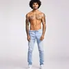Marca Independiente 2026 Verano Europeo y Americano Estilo Callejero para Hombre Jeans Hip-Hop Versátiles Ajuste Delgado Pantalones Skinny Lavados Venta al por Mayor