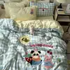 Juego de Cama Clase A de Cuatro Piezas Algodón Puro Algodón Lavado Sábana Funda Nórdica Funda de Colcha Dormitorio Estudiantil Individual Juego de Tres Piezas 2