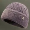 Invierno Nuevo Estilo Sombrero de Lana para Mujer Sombrero para Personas de Mediana Edad y Mayores Cálido Plus Terciopelo Engrosado Sombrero de Punto Estilo Mamá Impermeable de Algodón