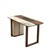 Mesa de té de estilo chino nueva, mesa de té de madera maciza de alta gama para balcón pequeño, mesa de té de losa de roca de madera de fresno