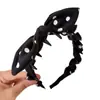 Tiara Coreana de Bolinhas com Laço para Mulheres 2025 Nova High-End com Dentes Pressão para Cabelo Cabeça Alta Antiderrapante Tiara para Lavar o Rosto