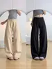 Calça Khaki de Pernas Largas para Mulheres, Novo Estilo Outono 2026, Cintura Alta, Caimento Solto, Emagrecedor, Estilo Americano, Calça Cargo Casual Petite