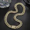 Suministro exclusivo transfronterizo: Cadena Cubana de Aleación Hip-Hop con Diamantes Completos, Collar para Clavícula Unisex, Collar, Cadena Cubana