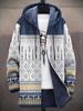 Estación Independiente Nuevo Riesgo Cero Otoño e Invierno Estampado Digital Cremallera Con Capucha Algodón Chaqueta Tweed Forro Largo Azul Marino