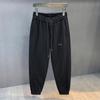 Pantalones de chándal negros gruesos de alta gama con forro polar de otoño para hombre, corte holgado, talla grande, pantalones jogger, pantalones de chándal casuales