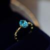 Anillo de plata S925 con aguamarina de alta calidad y circonita cúbica de lujo estilo japonés, estilo abierto, estilo europeo y americano.