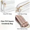 Amazon Bolsa Cuadrada Pequeña Transparente Impermeable de PVC para Exteriores Conveniente para Viajes Almacenamiento Maquillaje Bolso de Hombro Cruzado