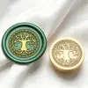Carimbo de Selo de Cera Vintage Diretamente da Fábrica, Carimbo de Selo de Cera Árvore da Vida, Cabeça de Carimbo de Cobre com Tema de Planta da Floresta para Diário e Selagem de Convites