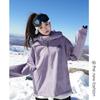 Celebridad de Internet Orejas de Conejo Chaqueta de Esquí Color Brillante Pareja Zorro Plateado Terciopelo Morado Resistente al Viento Chaqueta Cálida